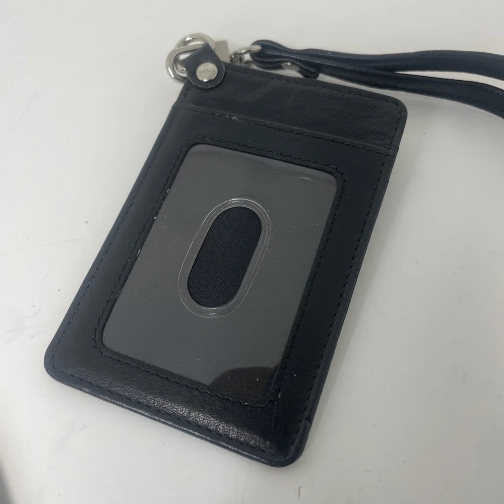 Chicago‎ Cubs Black Leather ID Card Holder Lanyard Wallet